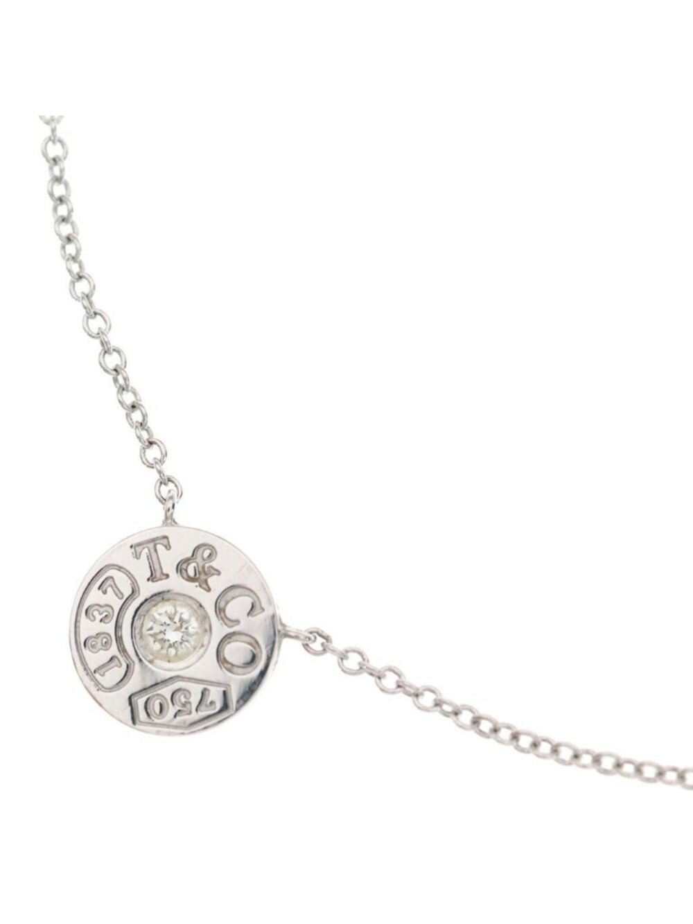 Tiffany & Co Circle Diamond Pendant White Gold Necklace